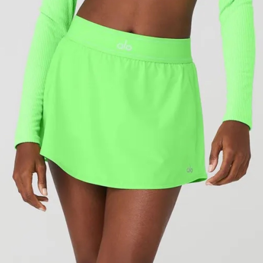 Alo Yoga Match Point Tennis Skirt Green Glow M